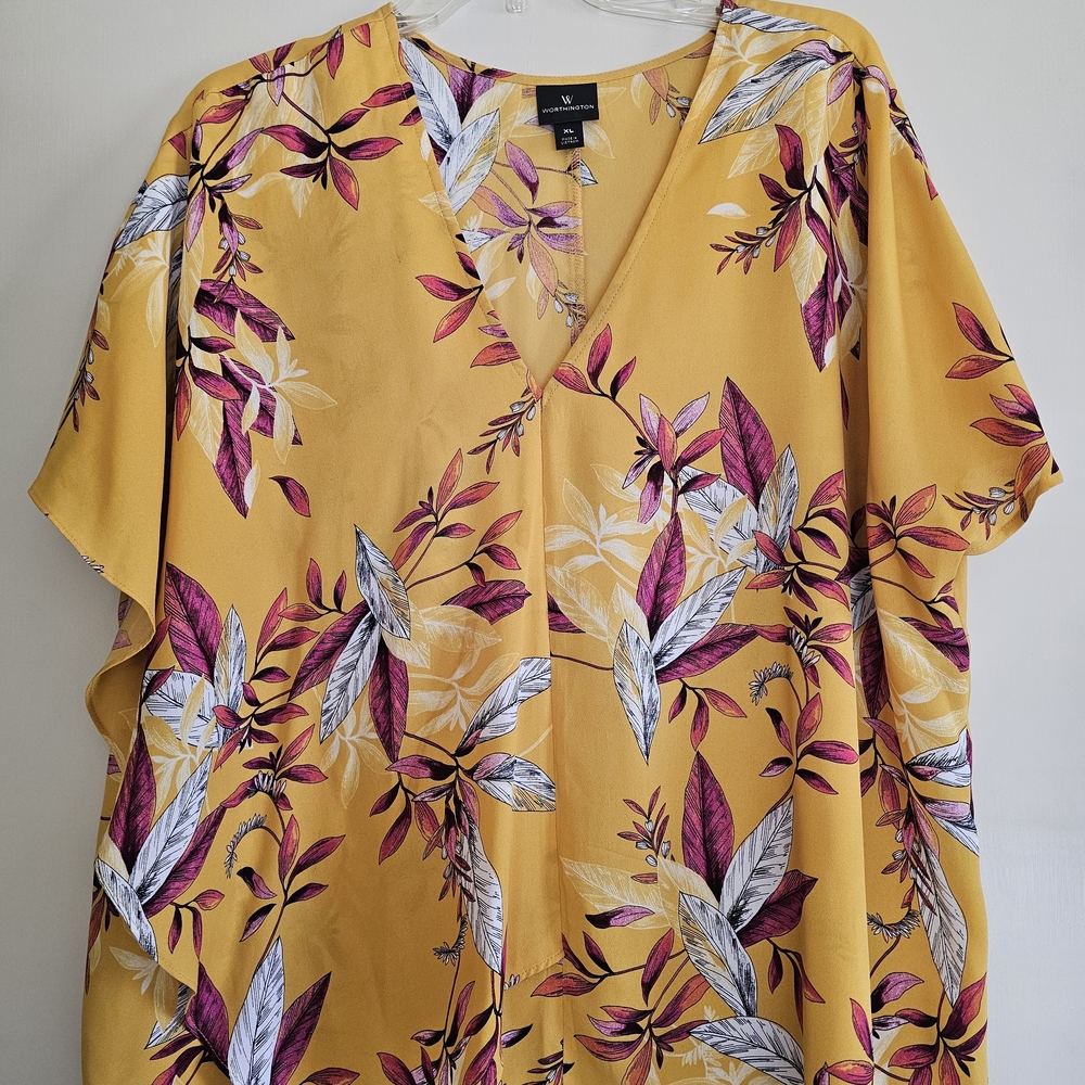 Worthington Yellow Floral Blouse